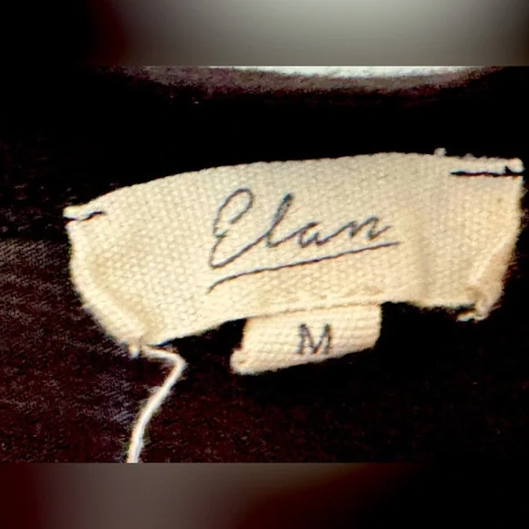 Elan Sz M Black Ruffle Sleeve V-Neck Top - Picture 4 of 5